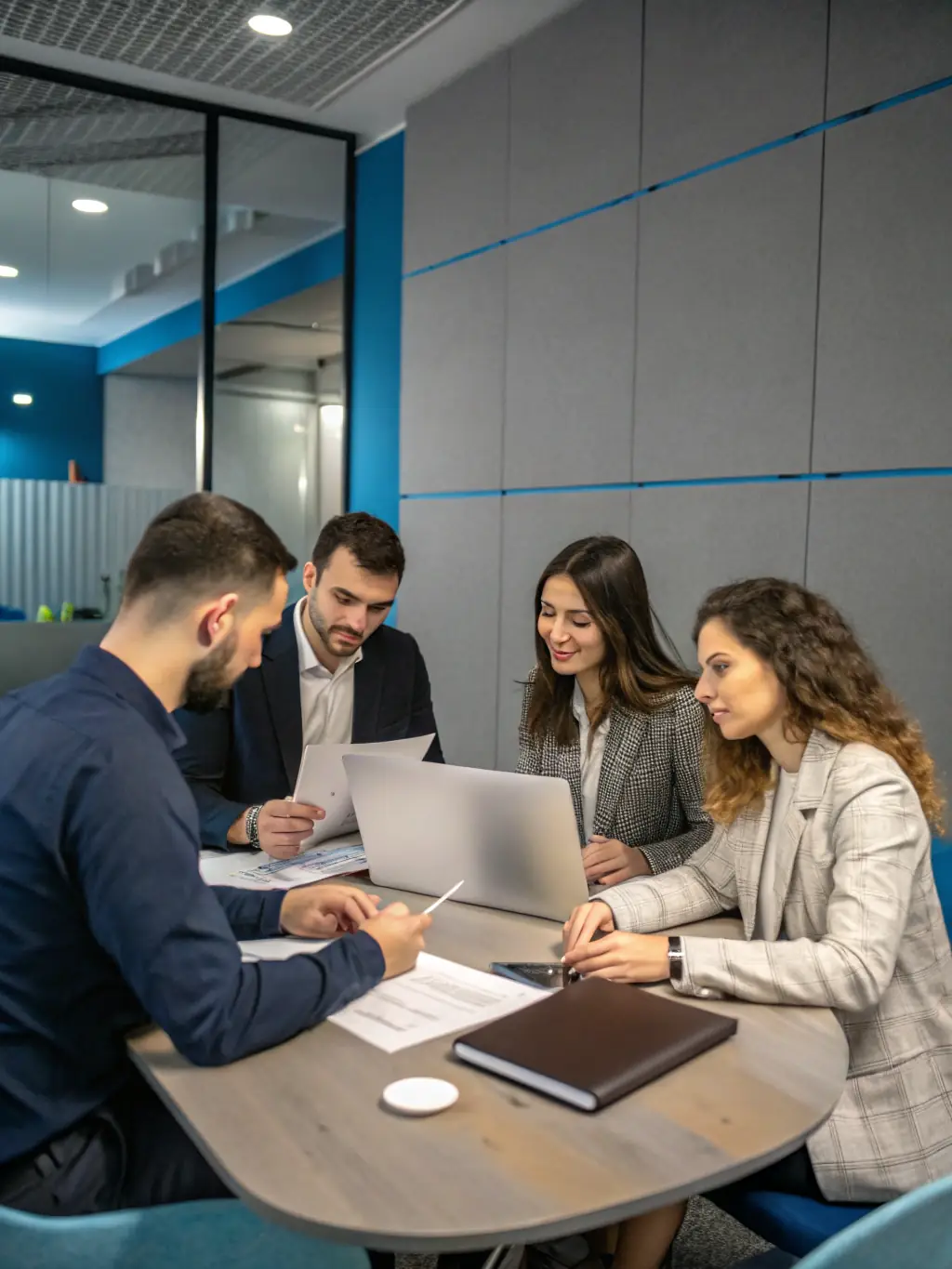 A diverse team collaborating on investment strategies, showcasing tailored consulting services for investment firms.